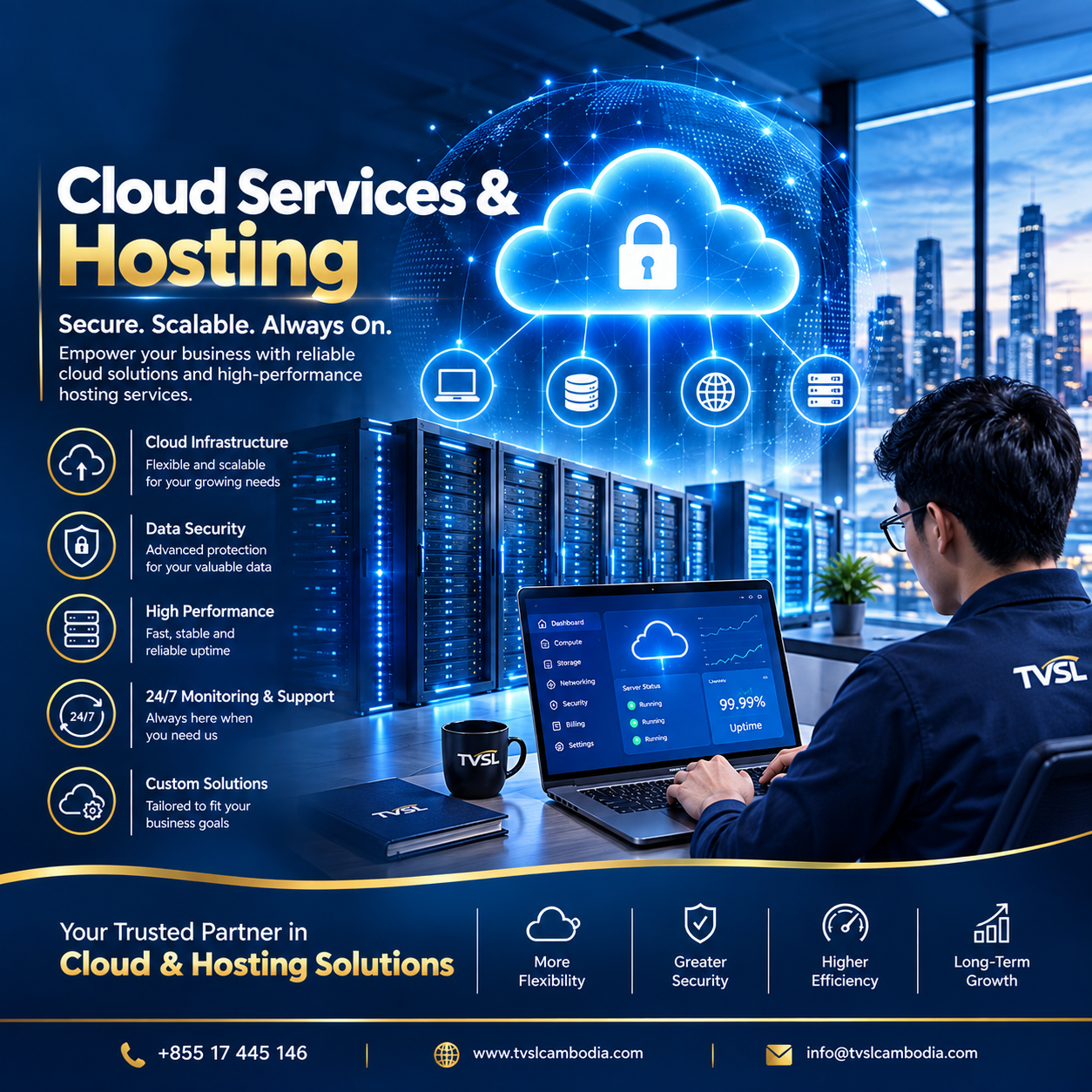 Cloud services and hosting icon